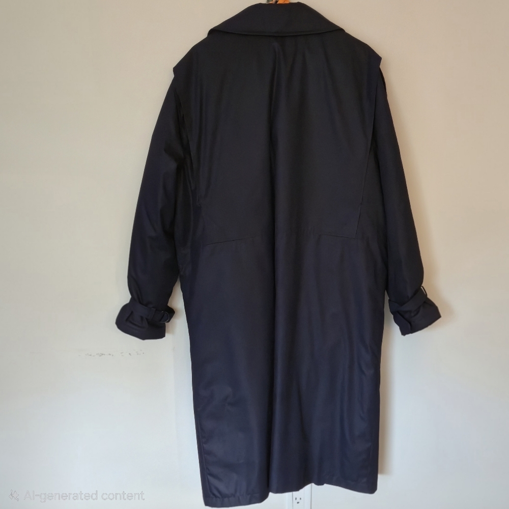 Rainbeater Vintage Navy Blue Raincoat Size 46 Mens L XL Trench Coat Dust Cover - Picture 5 of 16